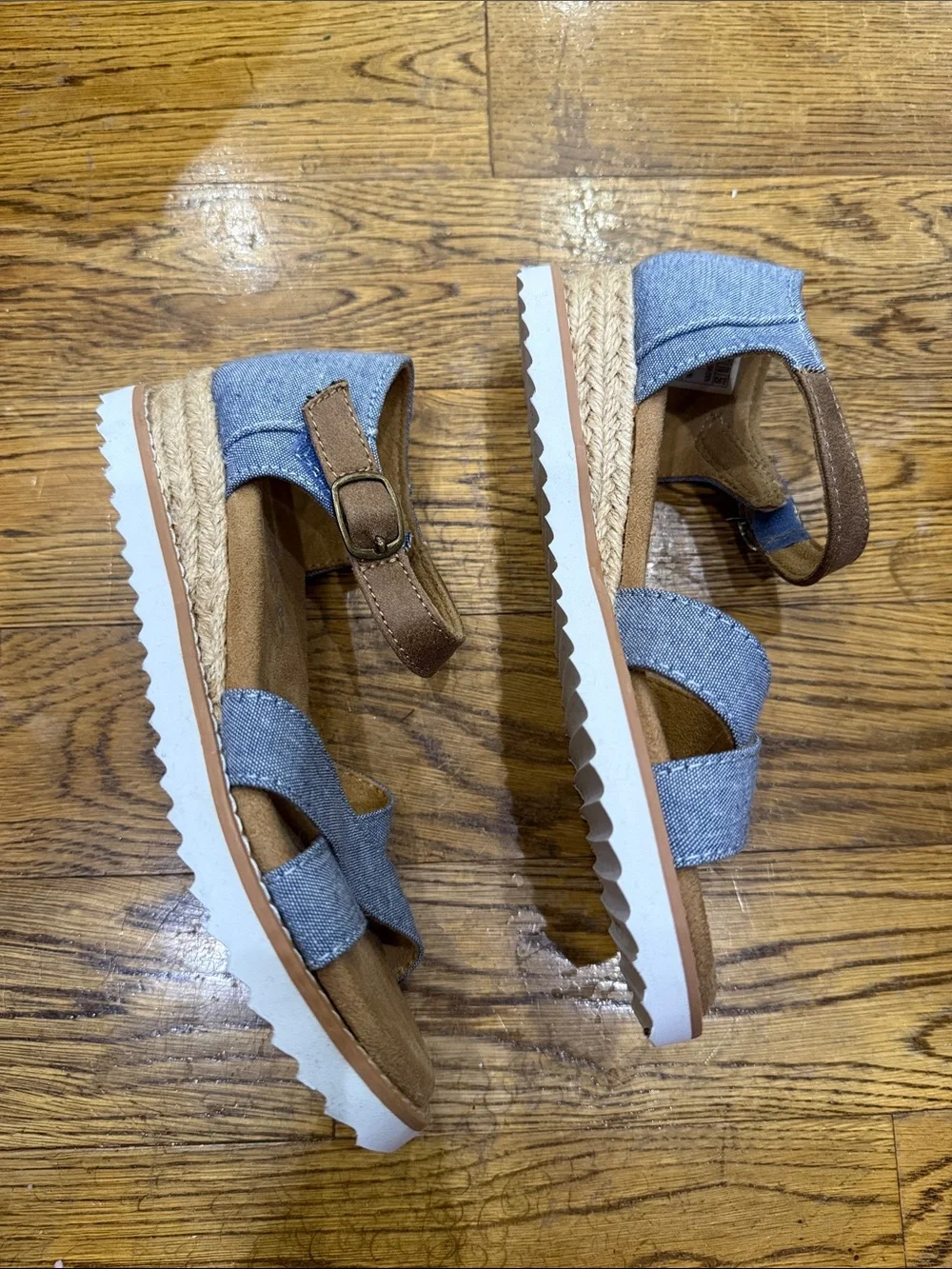 Skechers Girls Blue Denim-Style Crossband Sandals